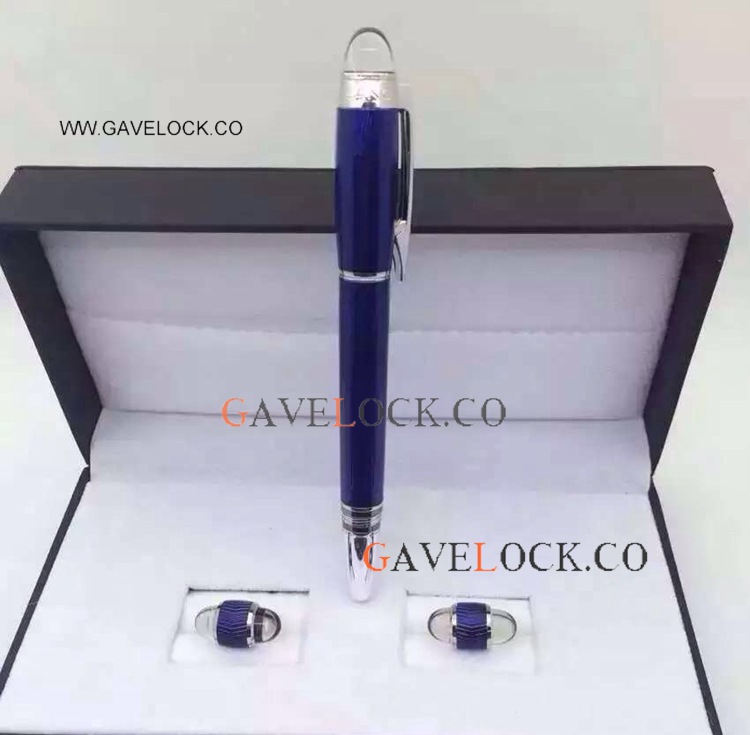 Copy Mont Blanc Rollerball Pen and Mont Blanc Blue Cufflinks Set
